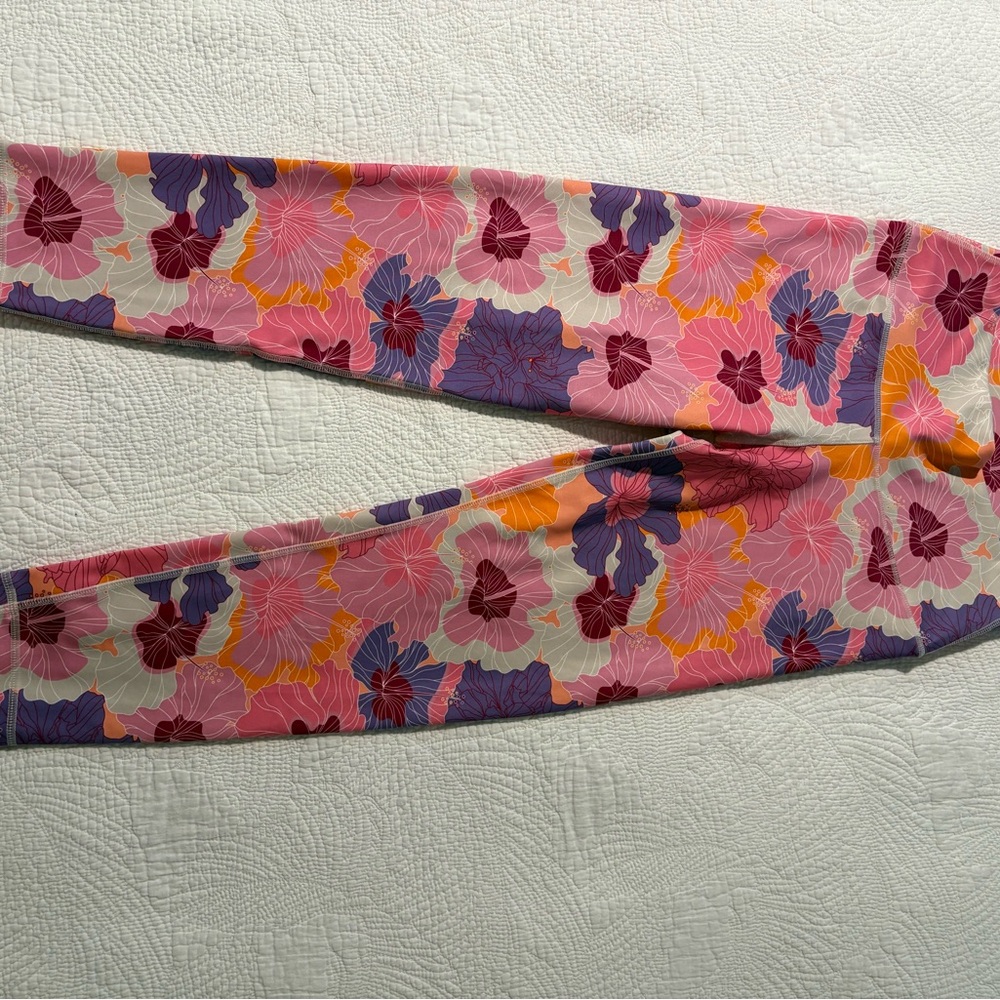 Ava Sky Pink and Purple Floral Leggings